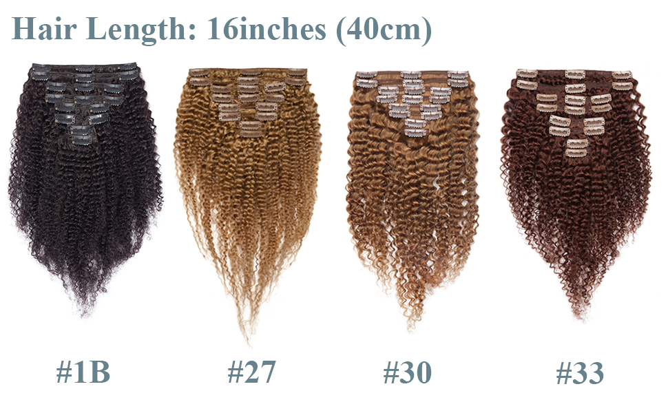 Afro Kinky Curly Clip in Human Hair Extensions DOUBLE WEFT