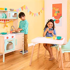 Kitchen kitchenette imagination role play chef baking cooking discover food eating b toys toddlers