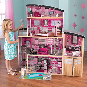 Sparkle Mansion Dollhouse, Wooden doll house, Toy for girls