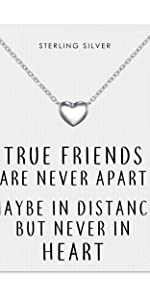 Philip Jones Sterling Silver Friendship Quote Heart Necklace