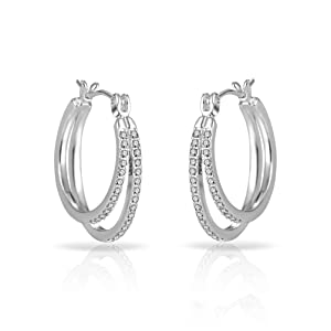 Double Hoop Earrings with Crystals from Swarovski