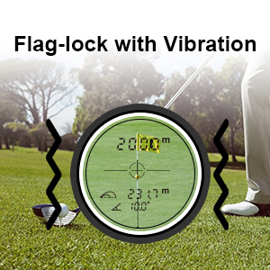 golf rangefiner with flag lock and vibratin