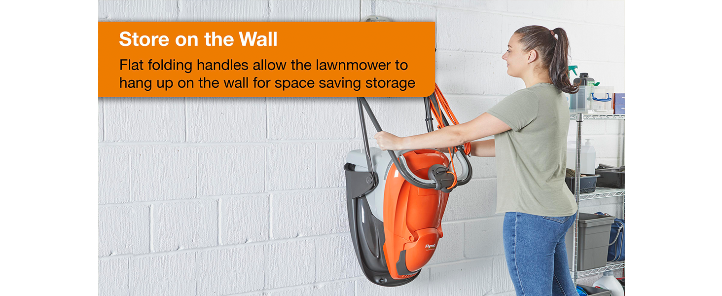 store on the wall with flat folding handles for space saving storage