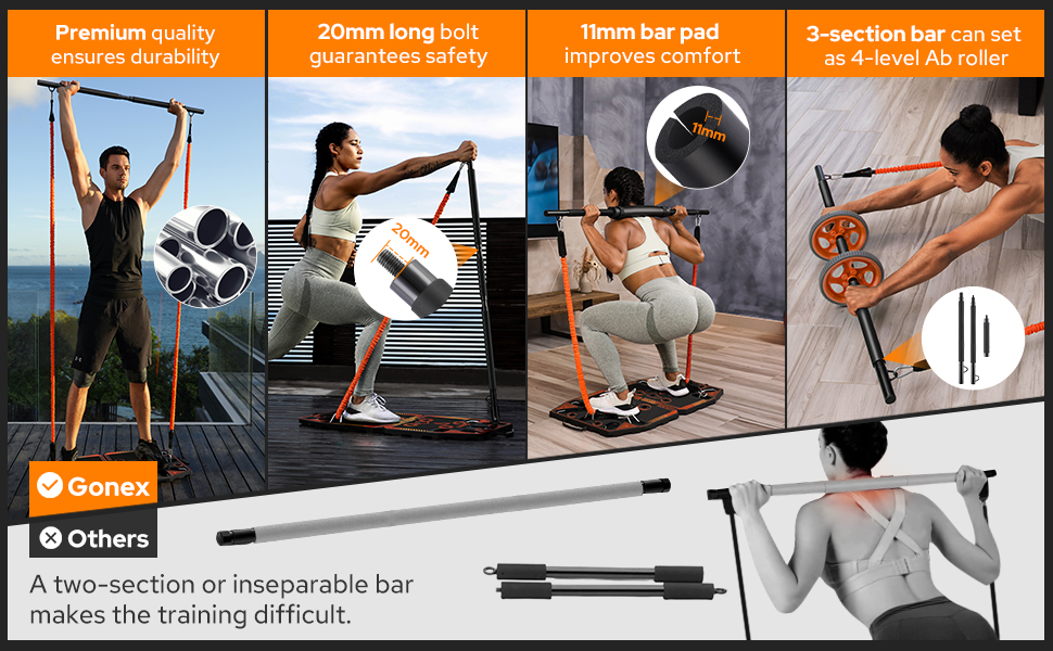 Gonex fitness home gym is durable, safe, comfortable and adjustable.