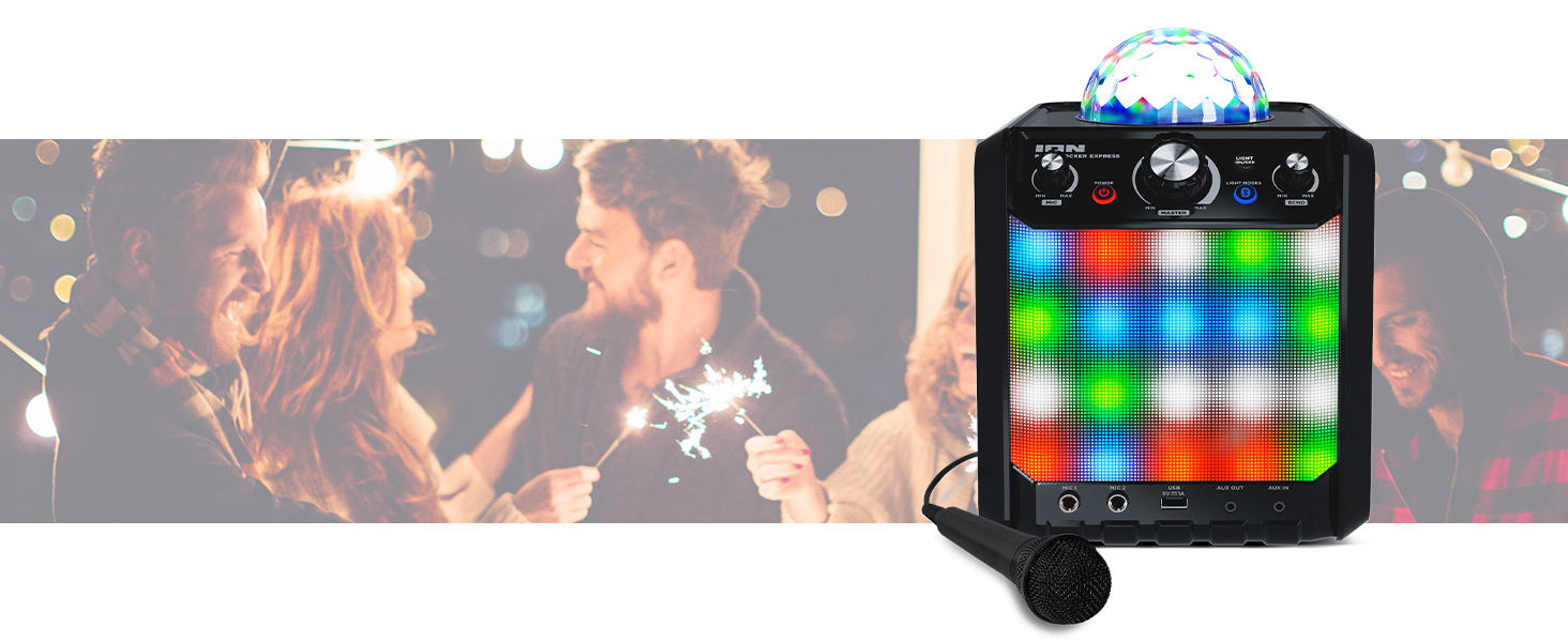 Wireless Bluetooth Speaker System/Karaoke Machine with Karaoke Microphone, Battery Powered 40W Power