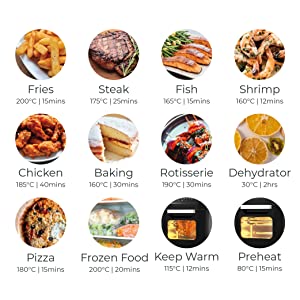 Pro Breeze Air Fryer Airfryer rotisserie dehydrator 12 Litres XL Large Oil Free Fryer deep fat