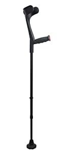 Crutches Adults Women Men Adjustable Open Cuff Walking Crutch Lightweight Black