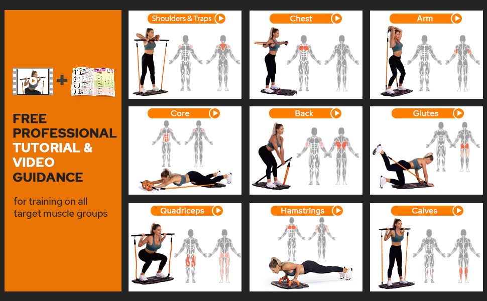 Gonex home fitness equipment kit comes with free professional tutorial & Video guidance.