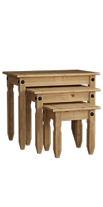 corona solid pine wood mexican furniture rustic wax coffee table drawer nest dining 