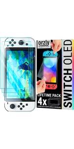 Orzly Protective travel carry case for Nintendo Switch OLED model white case with black zip