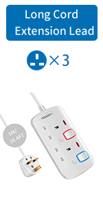 5m,5 meter,5 metre,extension lead,extension cord,power strip,2 way,2 socket,2 gang