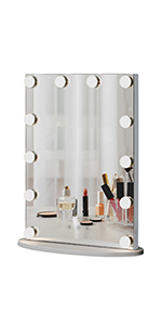 Hollywood Tabletop Makeup Mirror w/USB-Powered Dimmable Light, Cold/Warm Light