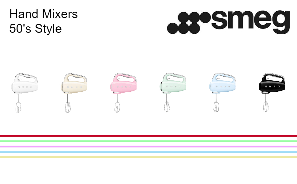 Smeg hand mixer, hand mixer with accessories, 50's style hand mixer, Smeg 50's style, hand mixer