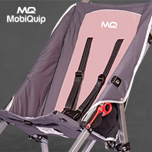 Soft seat cushioning and 5 point adjustable harness on the mobiquip elise special needs stroller