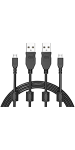 PS4 Controller Charger Cable 2 Pack, Micro USB Power Charging Cord Lead