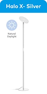 trond led torchiere uplight floor lamp silver natural daylight