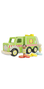 recyling truc, lorry, wooden toy, indigo jamm, plastic free