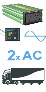 1500W Power Inverter Pure sine wave 24V to 240V DC to AC Car Power Converter