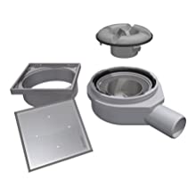 Horizontal drain pan with tiled design grate.