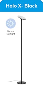 trond led torchiere uplight floor lamp black natural daylight