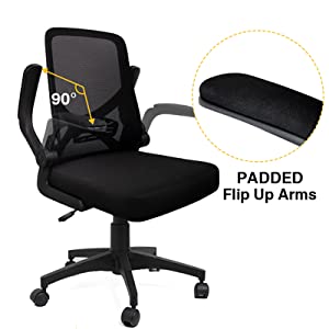 Mid back mesh office chair with adjustable lumbar support foldable ergonomic computer desk chair