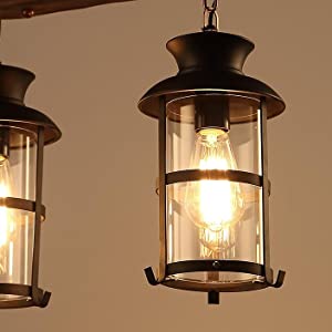 Rustic Wooden chandelier vintage pendent light ceiling