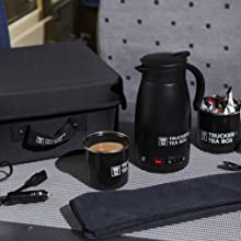 Trucker's Tea Box - Portable Travel Black Small Electric Kettle