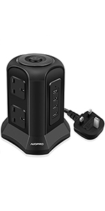 6 socket extension lead tower surge protection