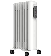 MYLEK Oil Filled Radiator Electric Heater All Sizes - Portable With Adjustable Thermostat & 3 Hea...