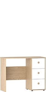 Junior Vida Neptune 3 Drawer Desk, White & Oak
