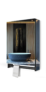 Led Illuminated Bathroom Mirror Cabinet with Lights Shaver Socket Mirror Cabinet Touch Sensor Switch