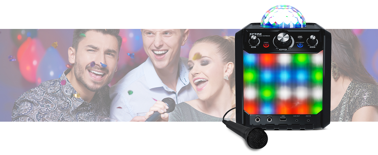 Wireless Bluetooth Speaker System/Karaoke Machine with Karaoke Microphone, Battery Powered 40W Power