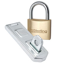 Hasp & staple with brass padlock