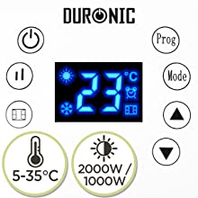 buttons, press, touch, pad, control, power, heat, program, mode, temperature, 2000, 1000, watts