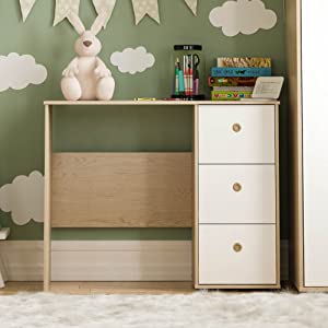 Junior Vida Neptune 3 Drawer Desk White & Oak