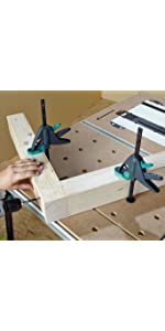 Work table clamp, quick clamp, body clamp, clamping table and workbench