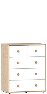 Junior Vida Neptune 5 Drawer Chest, White & Oak