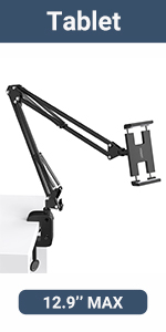 lazy arm tablet holder clamp