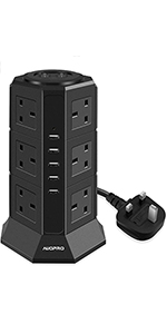 12 gang extension lead tower with usb