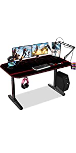 DlandHome Gaming Desk T-Shaped Computer Desk
