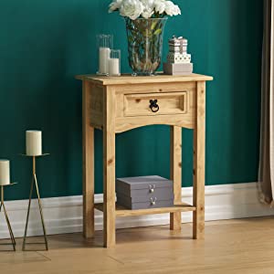 corona solid pine wood furniture rustic console table drawers