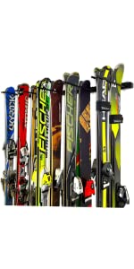 omni ski rack wall mount adjustable storage XC powder racing twin tip downhill garage home resort