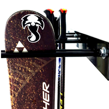 ski storage rack poles pair tips vertical hanger holder rods prongs forks indoor home garage metal