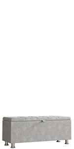  Vida Designs Valencia Storage Ottoman, Crushed Velvet Silver