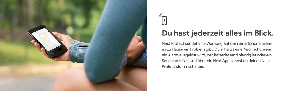 Warning on smartphone if you have any problems. Alarm, low battery or sensor message. 