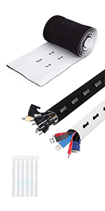 Cable Management Sleeves, Adjustable Durable Neoprene Cable Tidy Sleeves for TV/PC/Home