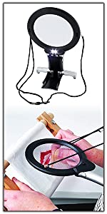 floor magnifying glass with led light & stand,reading small print,close work,strong page magnifier