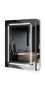 Led Illuminated Bathroom Cabinet with Lights Mirror Cabinet Touch Sensor Switch Shaver Socket
