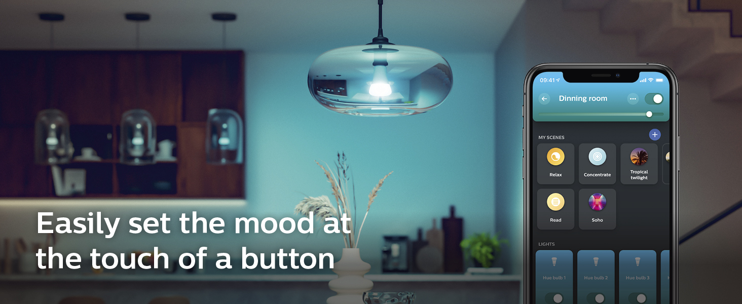 easily set the mood at the touch of a button