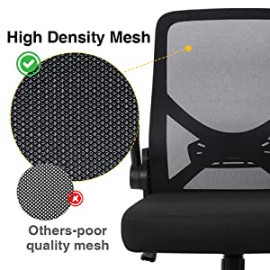 Mid back mesh office chair with adjustable lumbar support foldable ergonomic computer desk chair